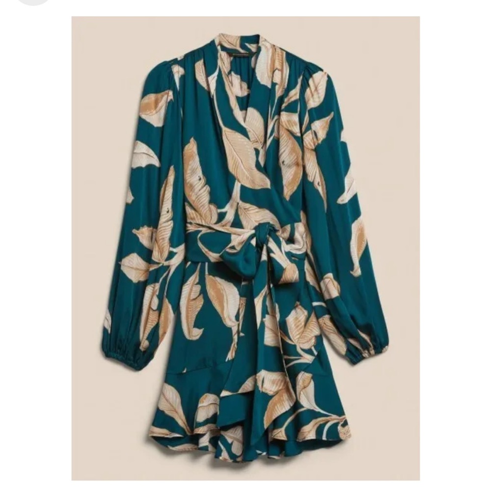 Banana Republic Satin Ruffle Wrap Dress